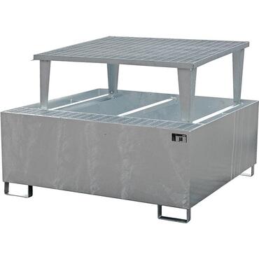 Collection vessel made from 2-mm galvanised sheet steel, with filling unit, 1460x1460x1083 mm